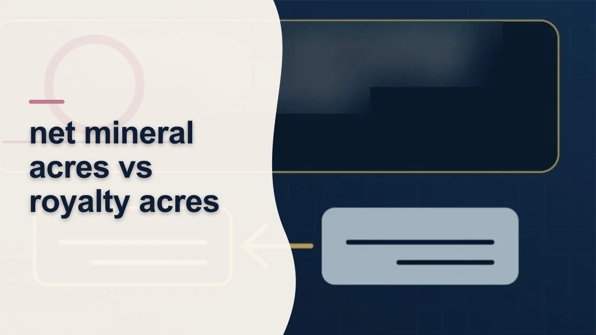 Mineral-rights illustration highlighting “net mineral acres vs royalty acres”.