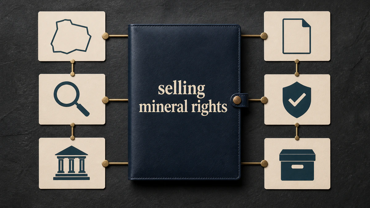 Distinct transaction handoff map labeled “selling mineral rights”.