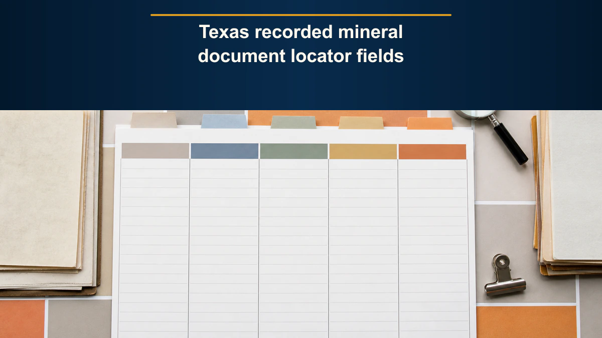 Texas recorded mineral document locator fields