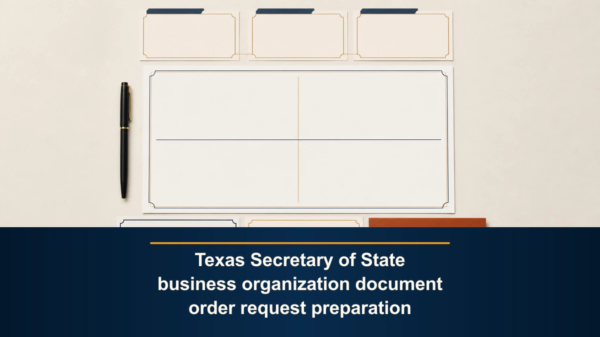 Texas Secretary of State business organization document order request preparation