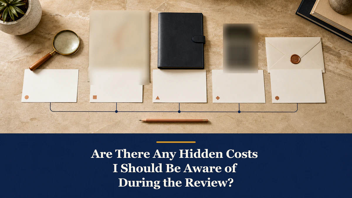 A five-part cost authorization map labeled “Are There Any Hidden Costs I Should Be Aware of During the Review?”.