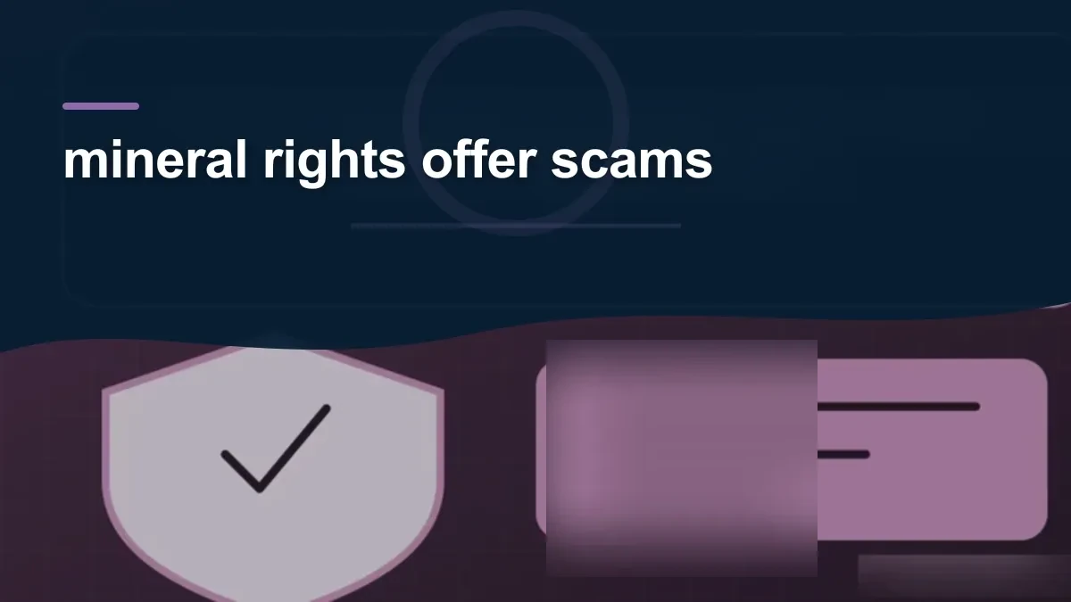 Mineral-rights illustration highlighting “mineral rights offer scams”.