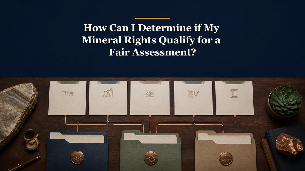 Assessment-pathway matrix labeled “How Can I Determine if My Mineral Rights Qualify for a Fair Assessment?”.