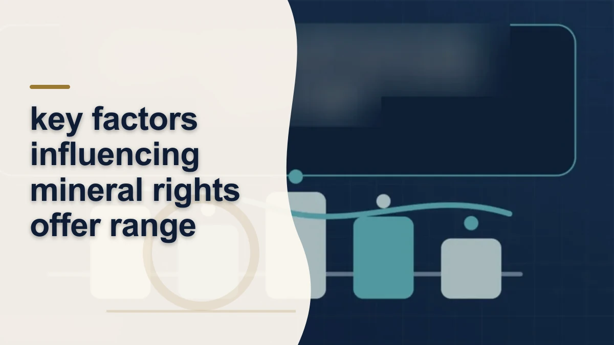 Mineral-rights illustration highlighting “key factors influencing mineral rights offer range”.