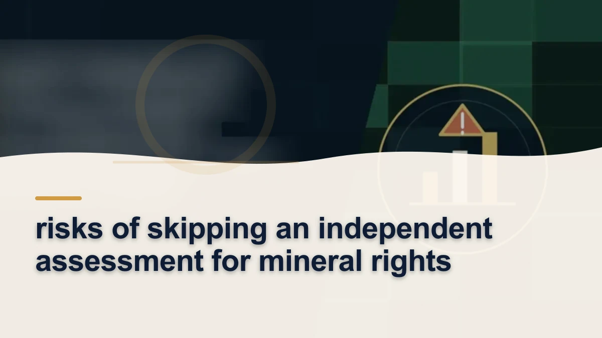 Mineral-rights illustration highlighting “risks of skipping an independent assessment for mineral rights”.
