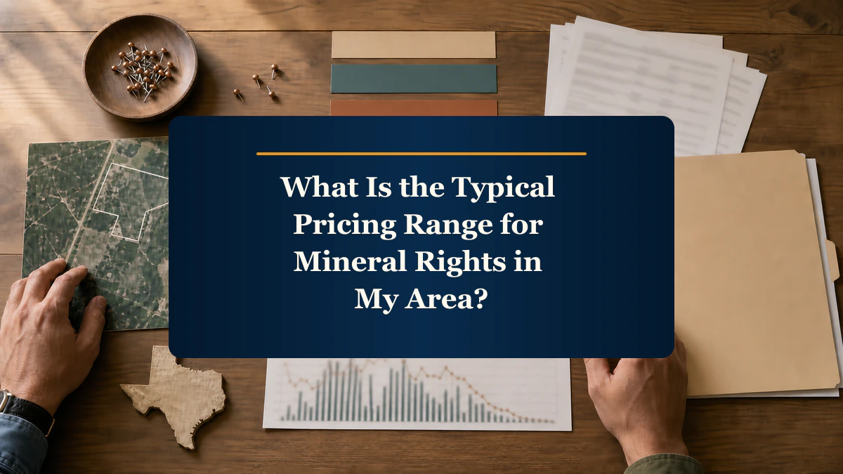 Distinct property-matched evidence table asking “What Is the Typical Pricing Range for Mineral Rights in My Area?”.