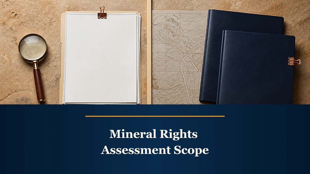 A bounded document review appears above “Mineral Rights Assessment Scope”.