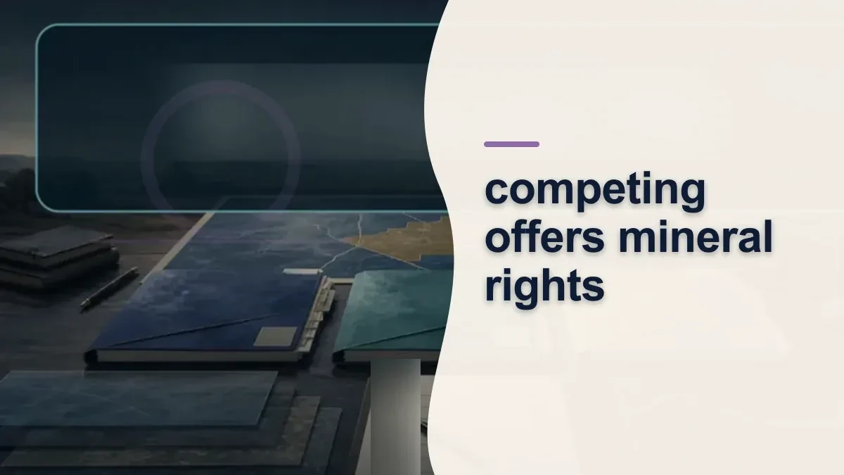 Mineral-rights illustration highlighting “competing offers mineral rights”.